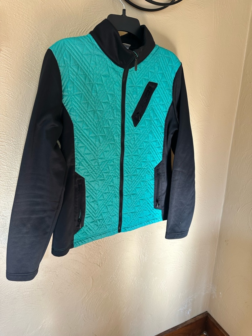 Cruel Girl Quilted Teal and Black Zip-Up Jacket